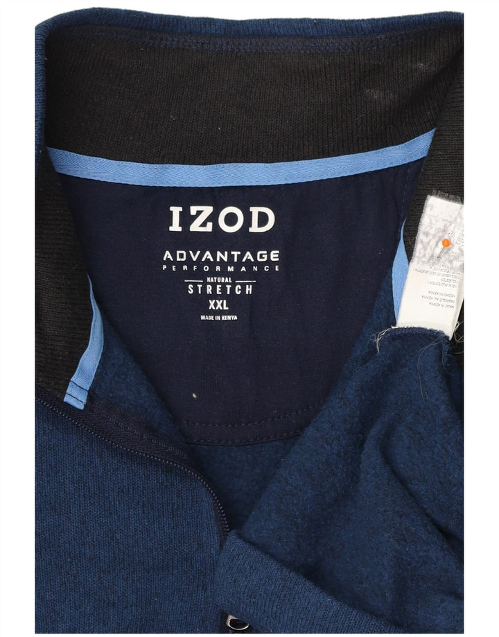 Felpa da uomo con zip e collo IZOD 2XL poliestere screziato blu navy