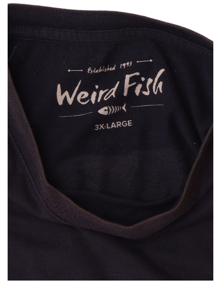 WEIRD FISH T-shirt grafica da uomo Top 3XL cotone blu navy