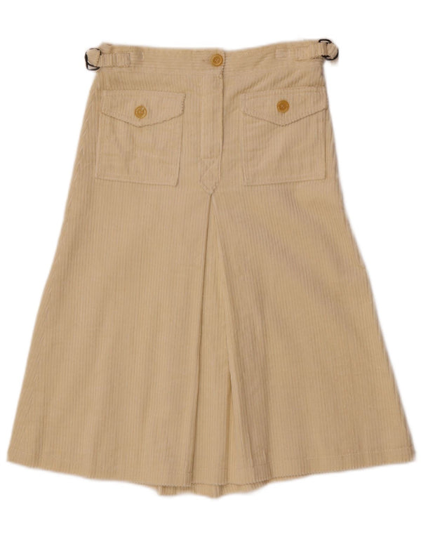 Gonna vintage in velluto a coste da donna W26 piccola bianco sporco