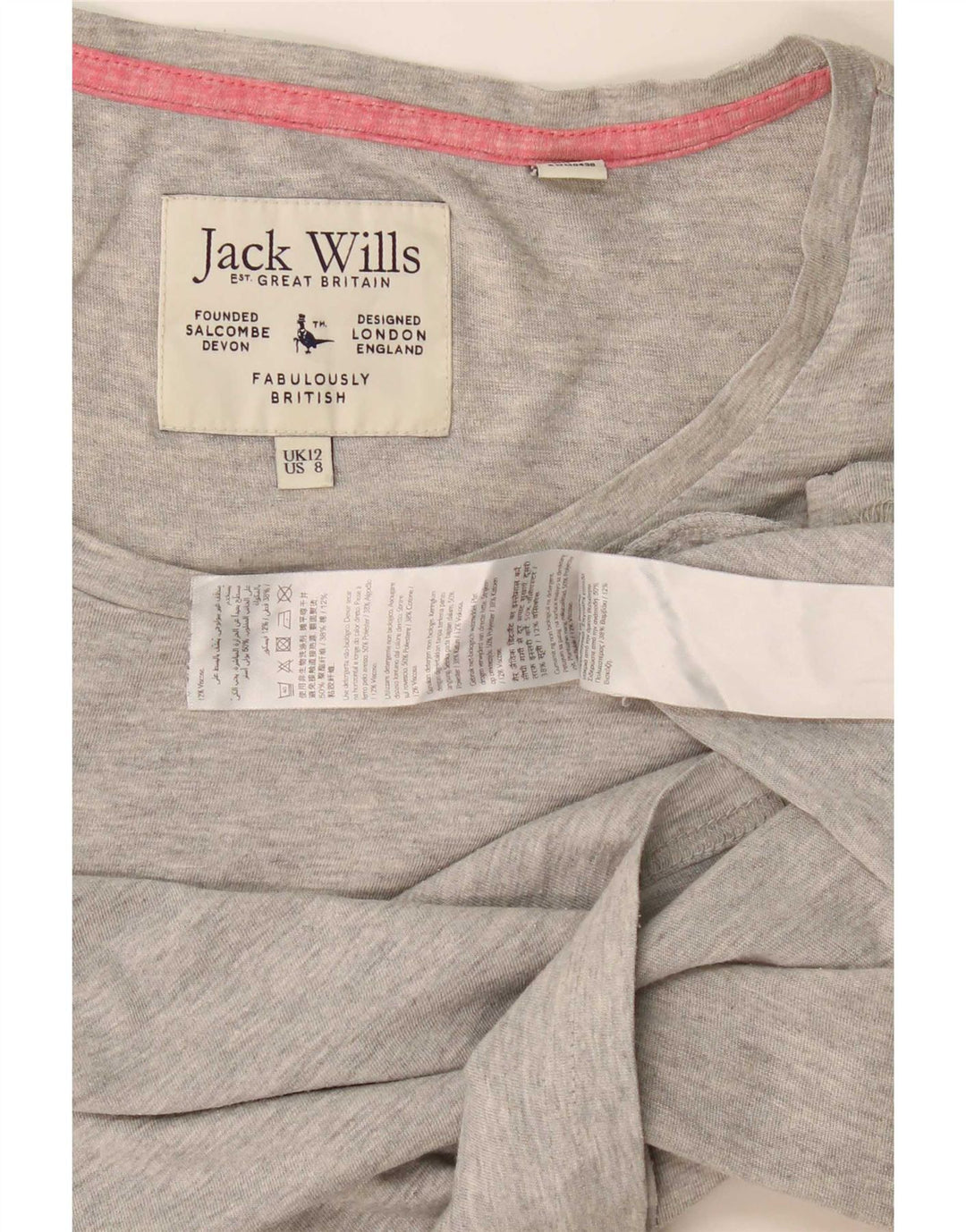 T-shirt da donna Jack Wills Top UK 12 Cotone screziato grigio medio