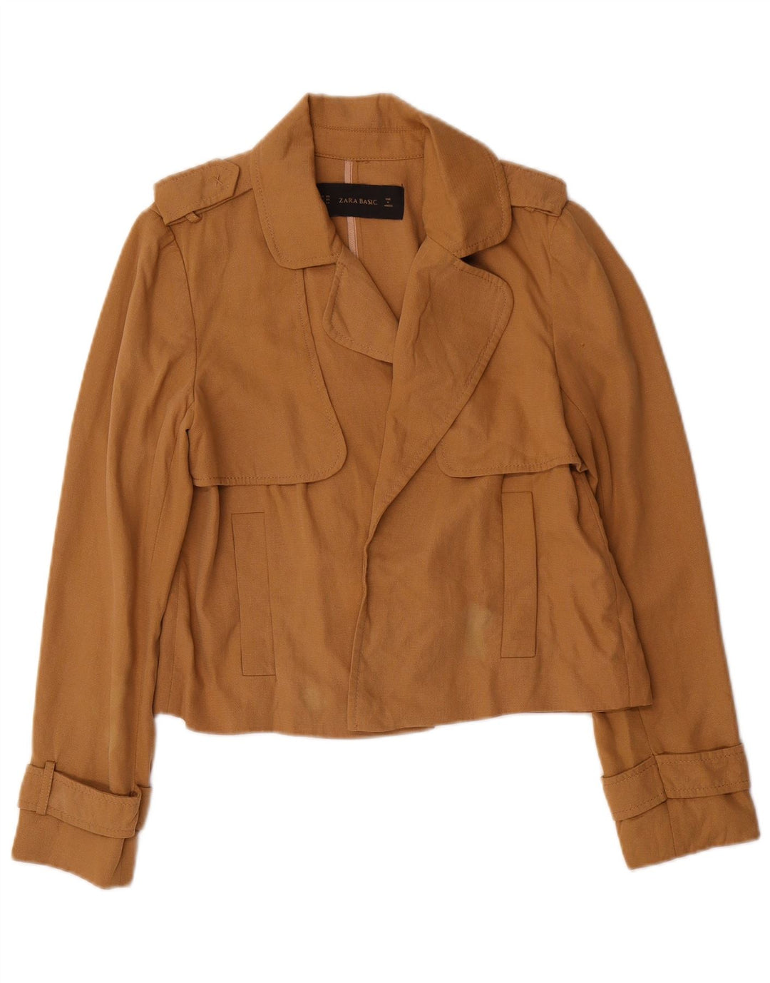 Giacca blazer aperta corta oversize da donna Zara UK 6 XS Lyocell marrone