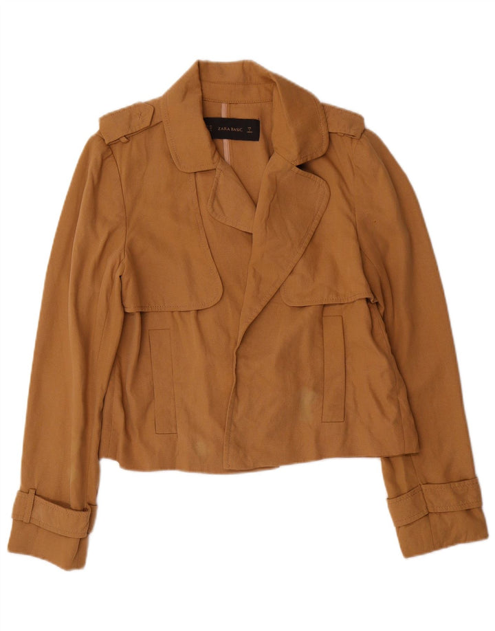 Giacca blazer aperta corta oversize da donna Zara UK 6 XS Lyocell marrone