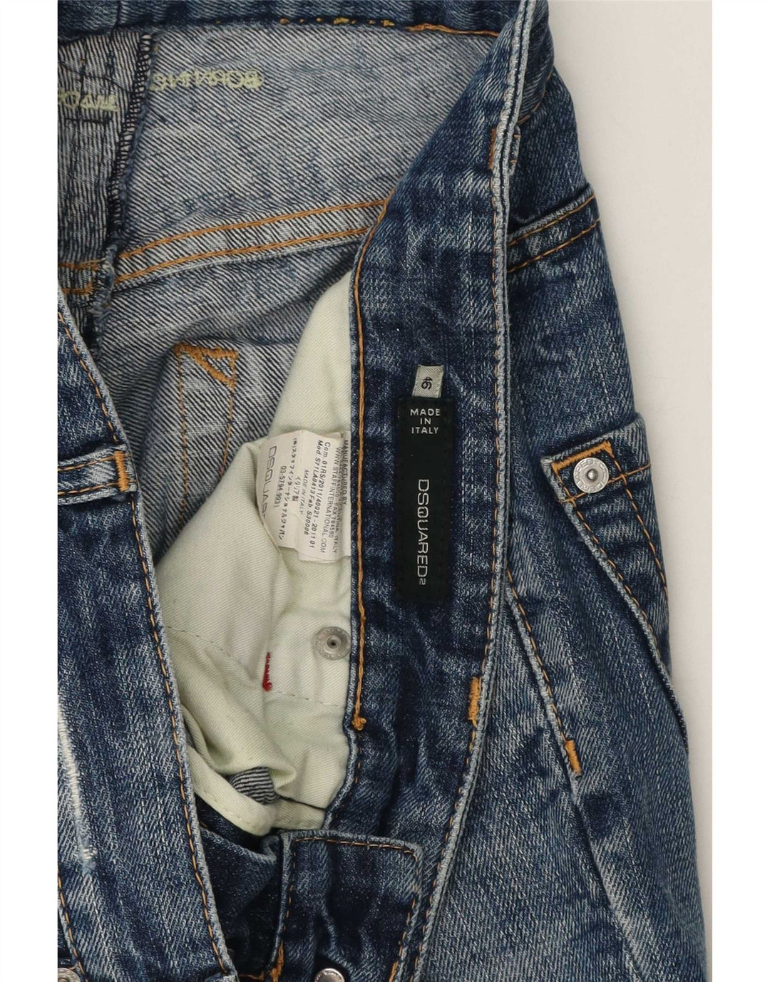 Jeans slim invecchiati da uomo Dsquared IT 46 piccolo W32 L30 cotone blu