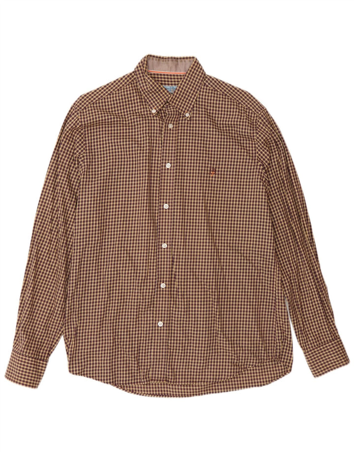 Camicia da uomo Harmont & Blaine XL in cotone a quadretti marrone