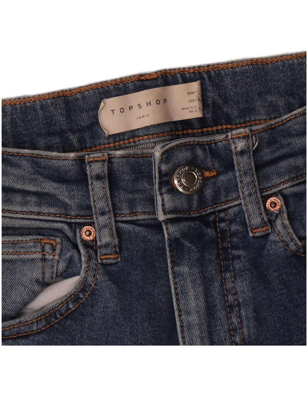 Jeans skinny Jamie da donna Topshop W28 L30 poliestere blu