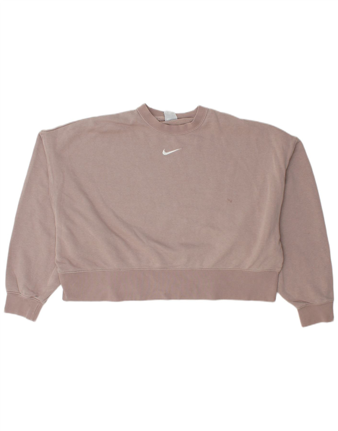Felpa corta oversize da donna Nike, maglione UK 14, cotone rosa medio