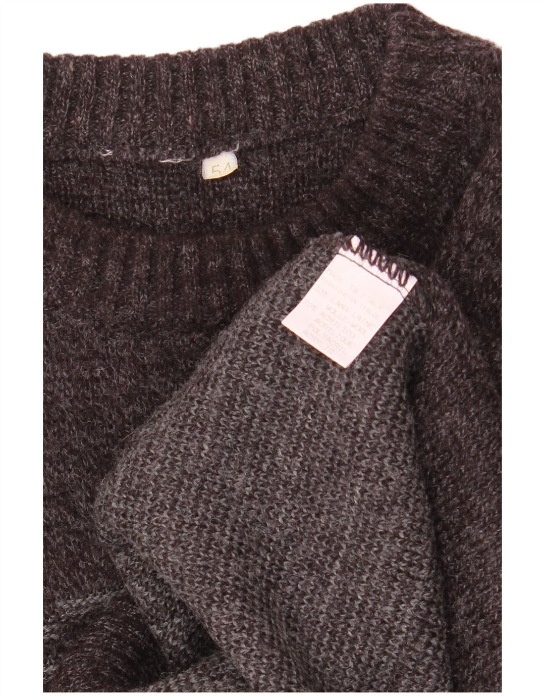 Maglione maglione girocollo da uomo VINTAGE IT 54 XL lana Fair Isle grigia