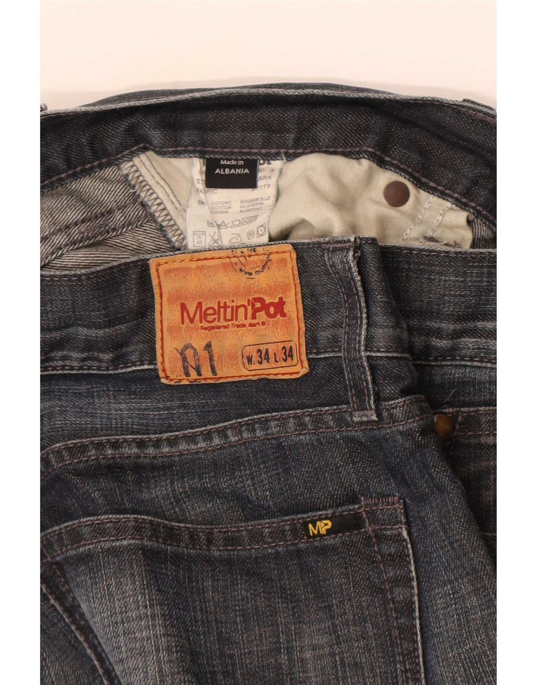 Jeans dritti da uomo Meltin' Pot W34 L28 in cotone blu