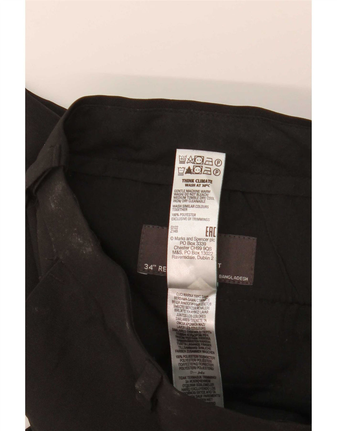 Pantaloni chino dritti vestibilità regolare da uomo Marks & Spencer W34 L31 neri