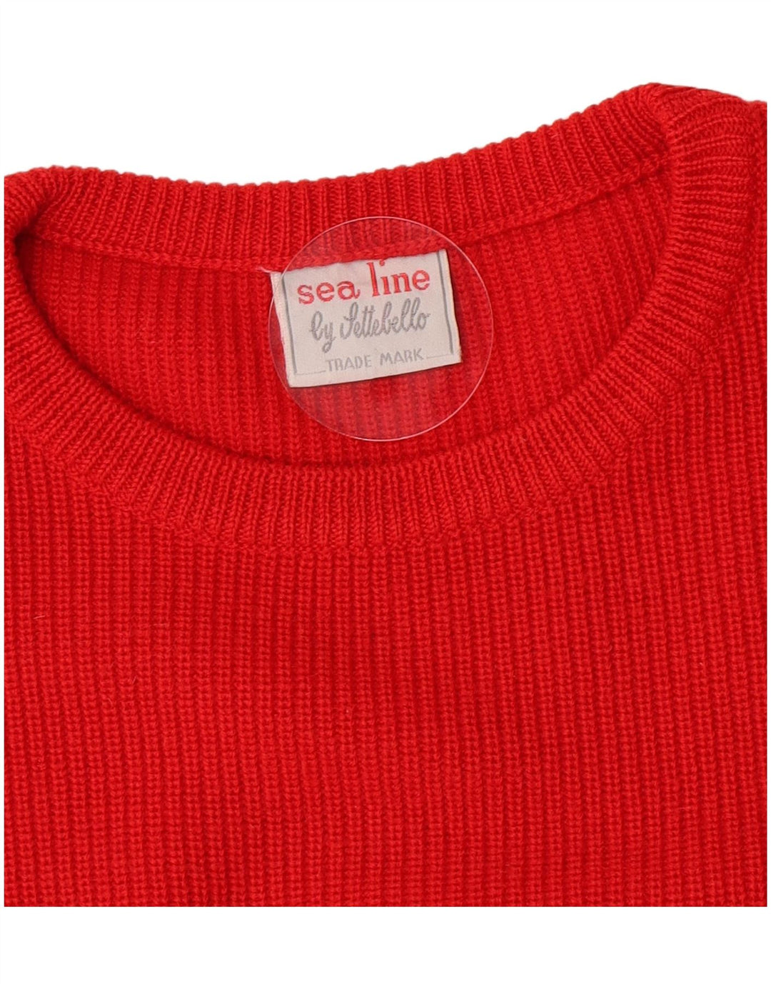 Maglione girocollo da uomo vintage in lana vergine rosso medio