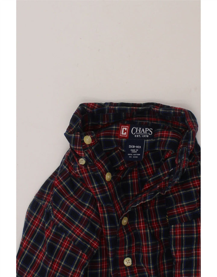 CHAPS Boys Shirt 8-9 Years Small Navy Blue Check Cotton Vintage Chaps and Second-Hand Chaps from Messina Hembry 
