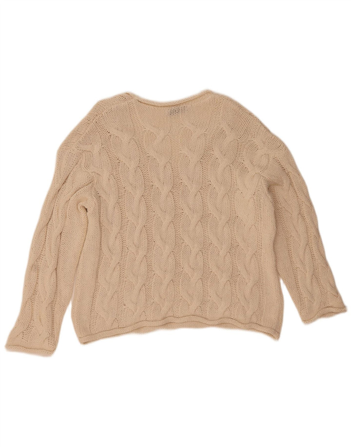 Maglione oversize con scollo a V da donna Zara UK 10 piccolo bianco sporco
