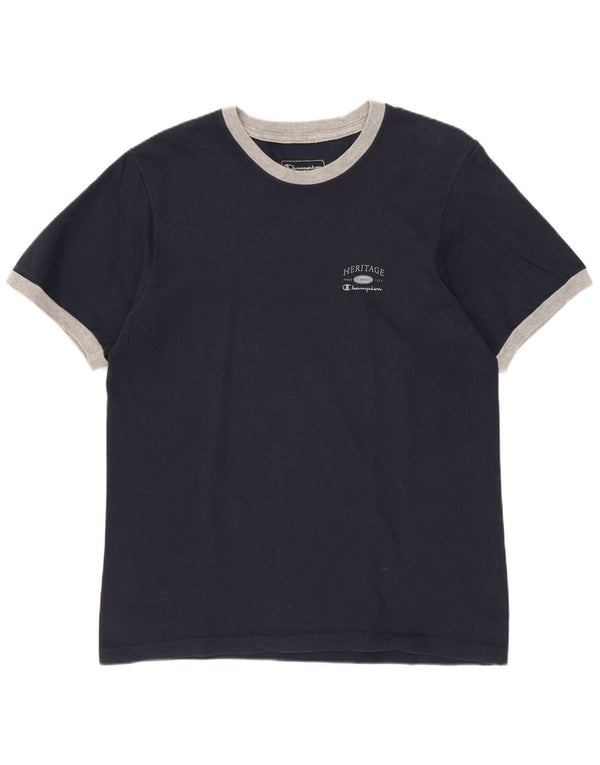CHAMPION T-shirt da uomo Heritage Classics Top piccola in cotone blu navy