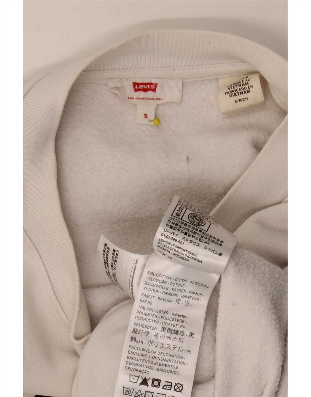 Levi's Donna Crop Graphic Felpa Oversize Maglione UK 10 Piccolo Bianco
