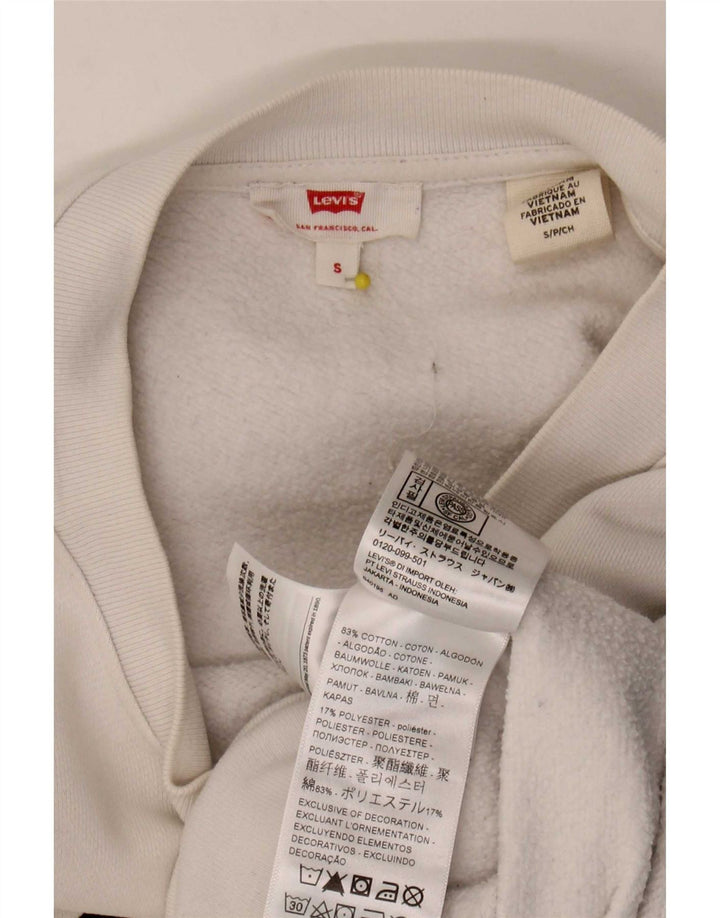 Levi's Donna Crop Graphic Felpa Oversize Maglione UK 10 Piccolo Bianco