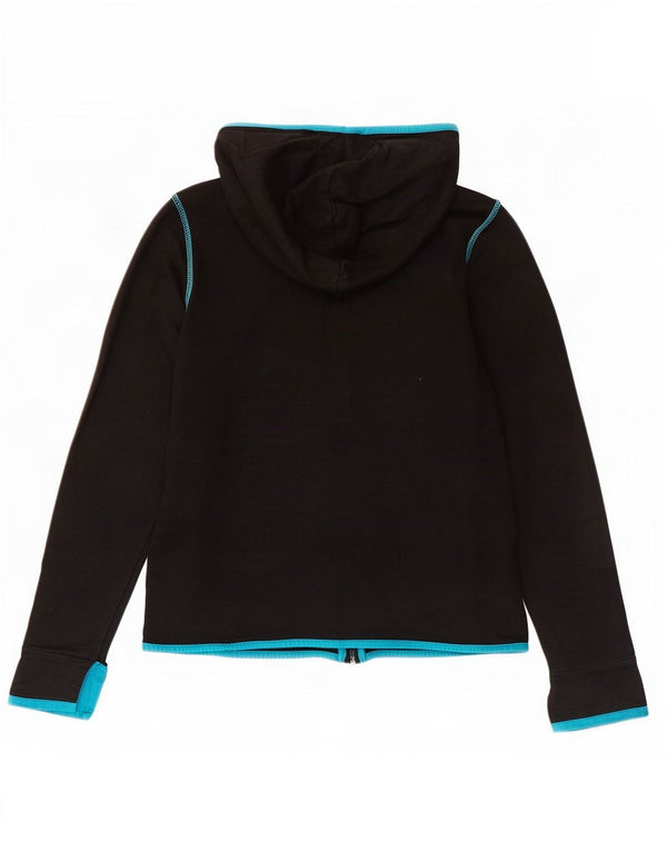 Diadora Womens Zip Hoodie Sweater UK 12 Medium Black Colourblock Cotton