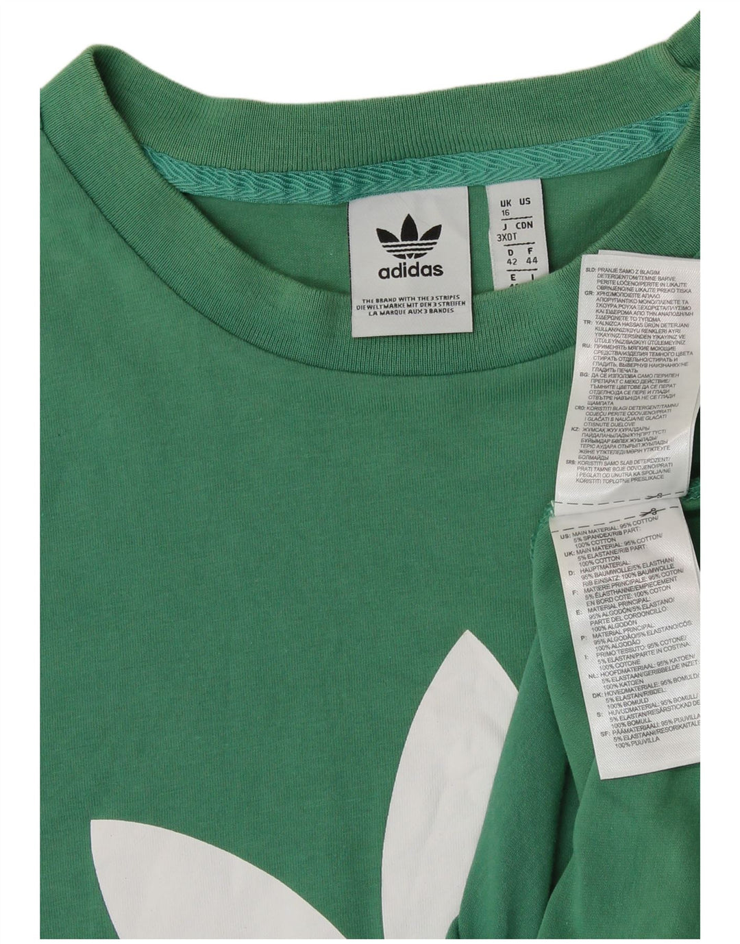 T-shirt grafica da donna ADIDAS Top UK 16 grande cotone verde