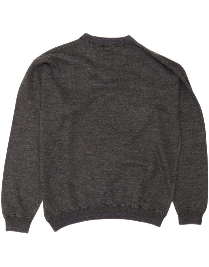 Felpa da uomo vintage maglione grande in cotone grigio