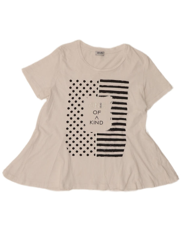 Liu Jo Donna Milano Graphic Camicetta Top UK 12 Medio Bianco