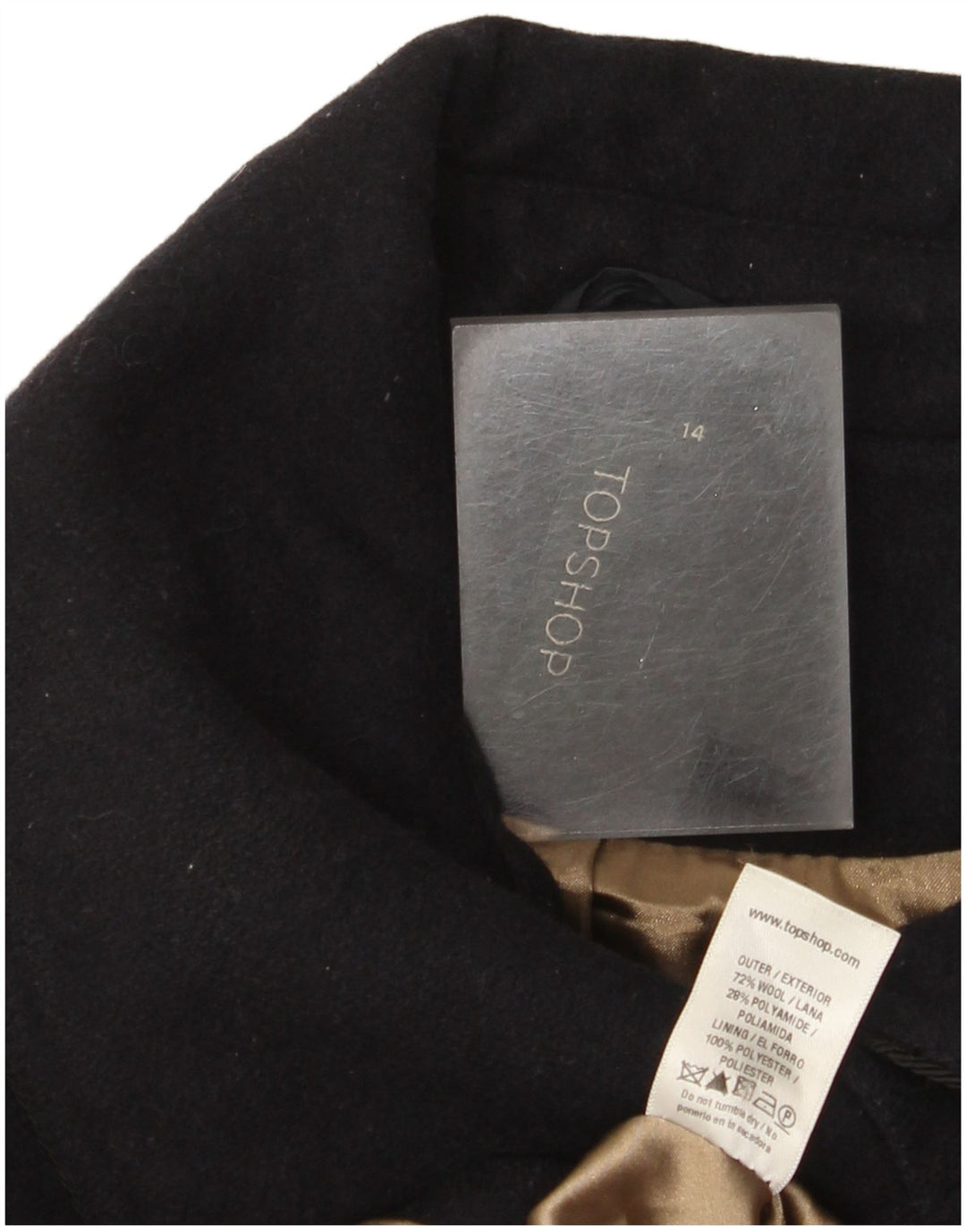 Soprabito da donna Topshop UK 14 lana blu navy medio