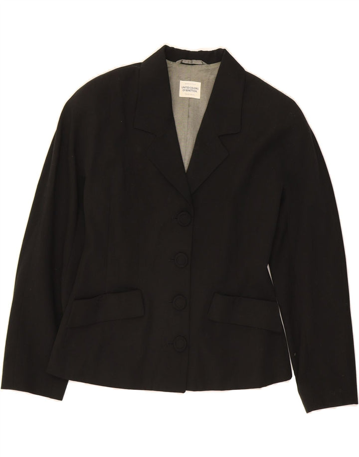 BENETTON Womens 4 Button Blazer Jacket IT 42 Medium Black Polyester Vintage Benetton and Second-Hand Benetton from Messina Hembry 