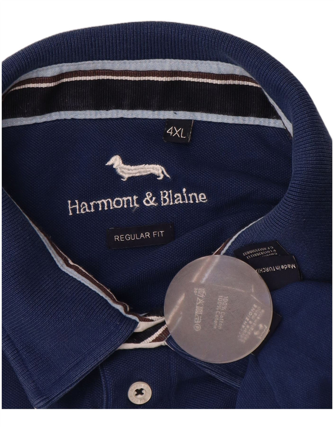 Polo da uomo vestibilità regolare HARMONT & BLAINE 4XL cotone blu navy