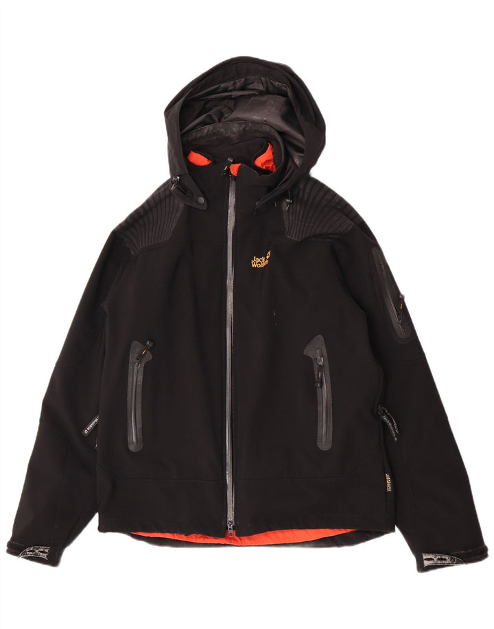Giacca a vento con cappuccio da uomo Jack Wolfskin UK 40/42 grande poliestere nero