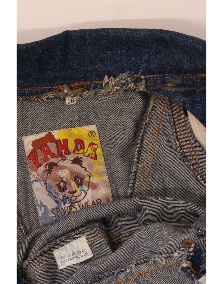 Giacca in denim con maniche a 3/4 corta oversize da donna Panda EU 36 piccola blu