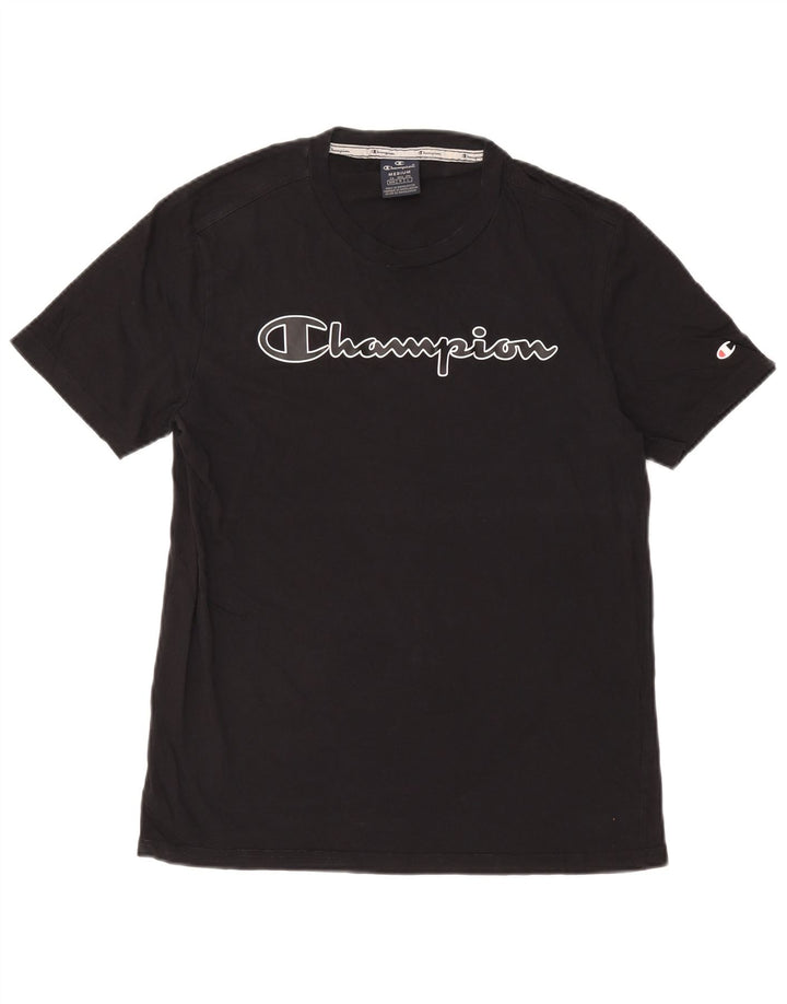 T-shirt grafica da uomo Champion Top in cotone nero medio