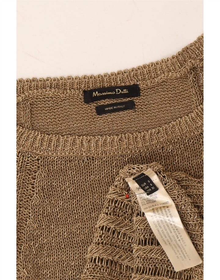 MASSIMO DUTTI Womens Oversized Boat Neck Jumper Sweater UK 10 Small Brown Vintage Massimo Dutti and Second-Hand Massimo Dutti from Messina Hembry 