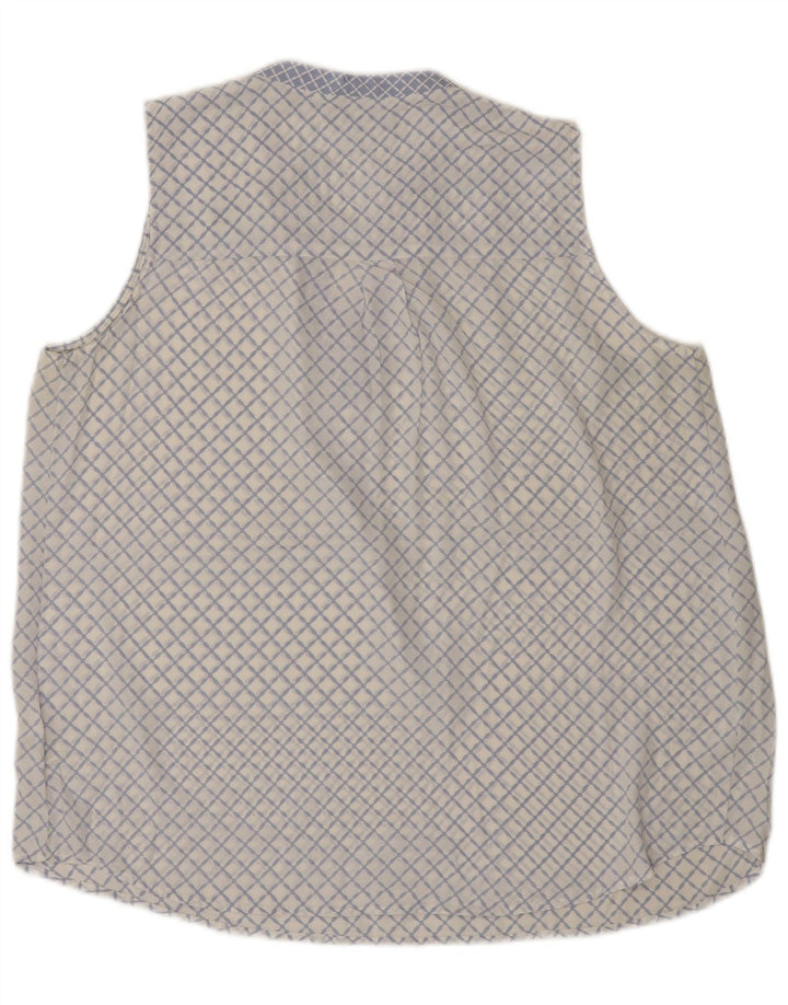 Top camicetta senza maniche da donna Marks & Spencer UK 16 grande blu geometrico