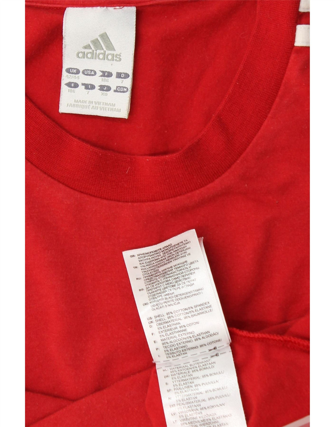 T-shirt da uomo ADIDAS Top UK 42/44 grande rosso in cotone color block