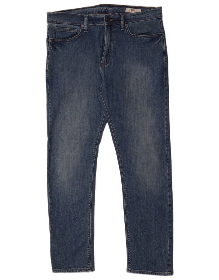Jeans slim da uomo Marks & Spencer W34 L31 cotone blu