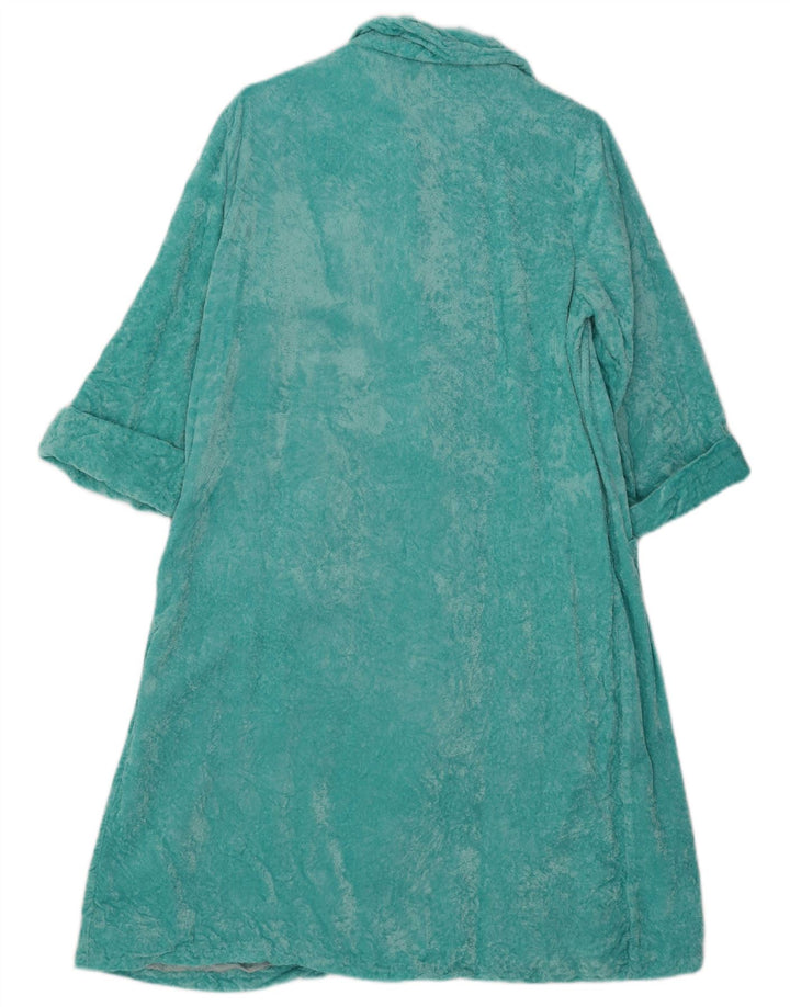 Abito vintage da donna in velluto a vestaglia UK 14 blu medio