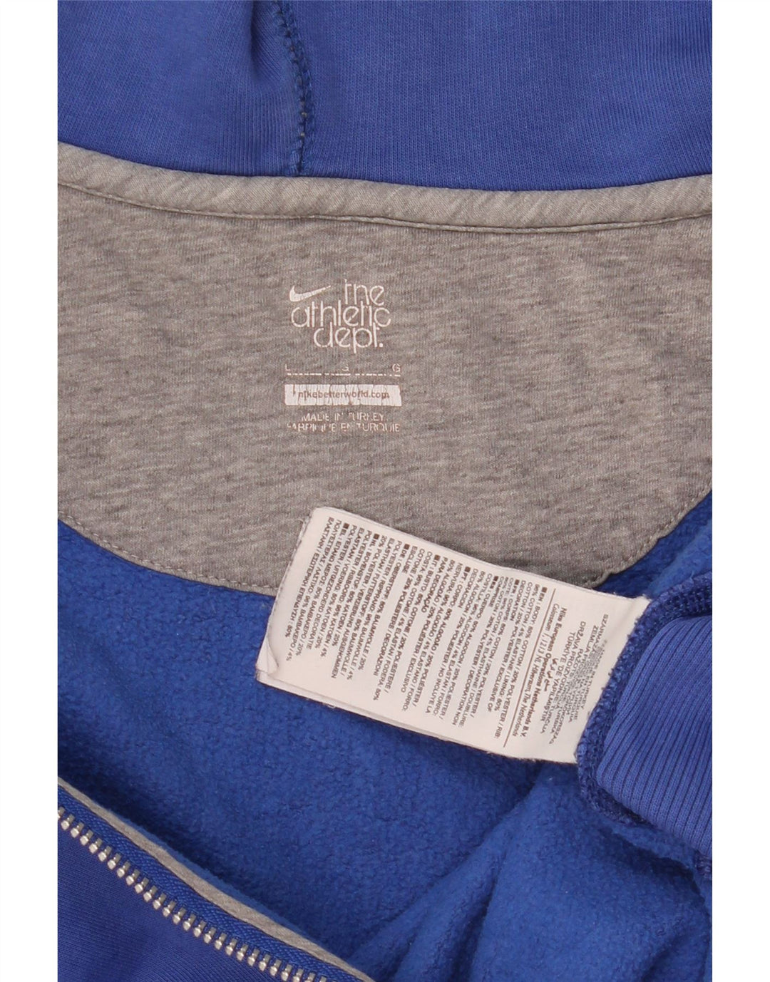 Felpa con cappuccio e zip Nike da uomo, grande, in cotone blu