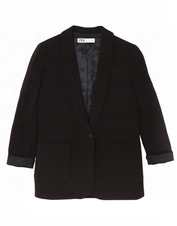 Giacca blazer a 1 bottone da donna Zara UK 14 media nera