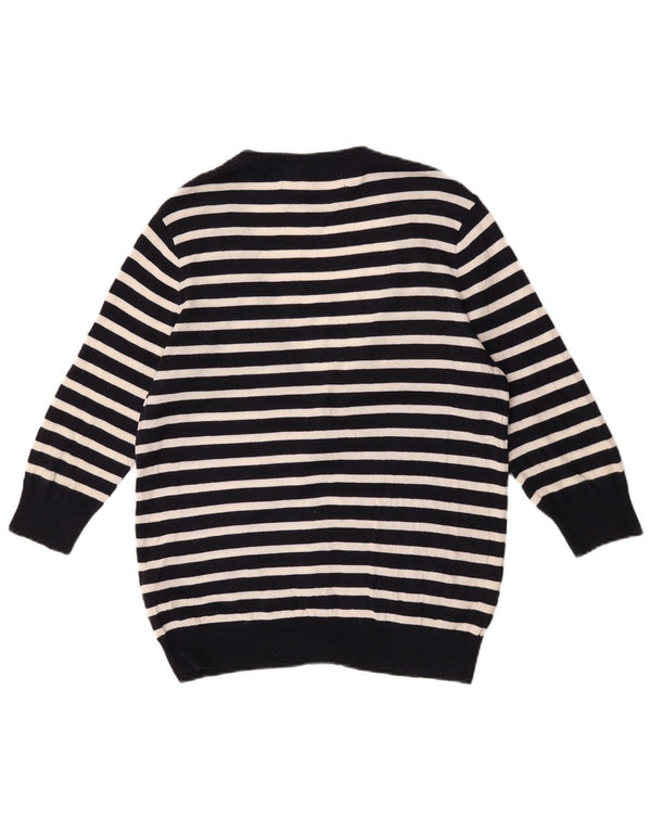Maglione cardigan con maniche a 3/4 da donna Zara UK 14 grandi righe blu navy