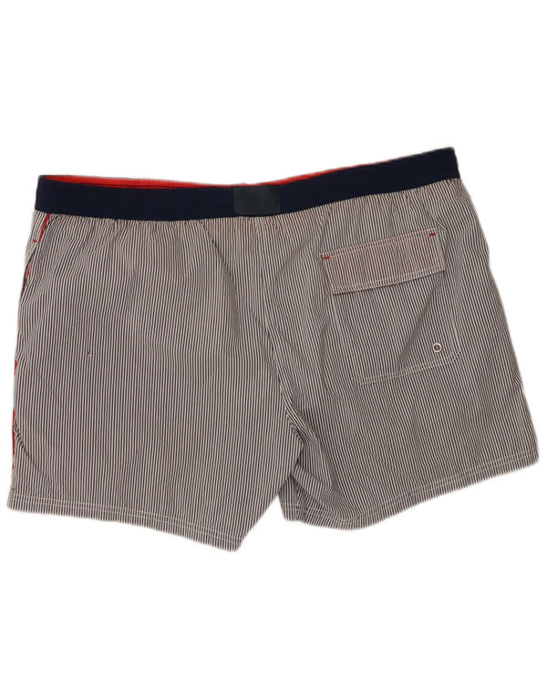 Pantaloncini da bagno da uomo Lacoste XL blu navy gessato in cotone