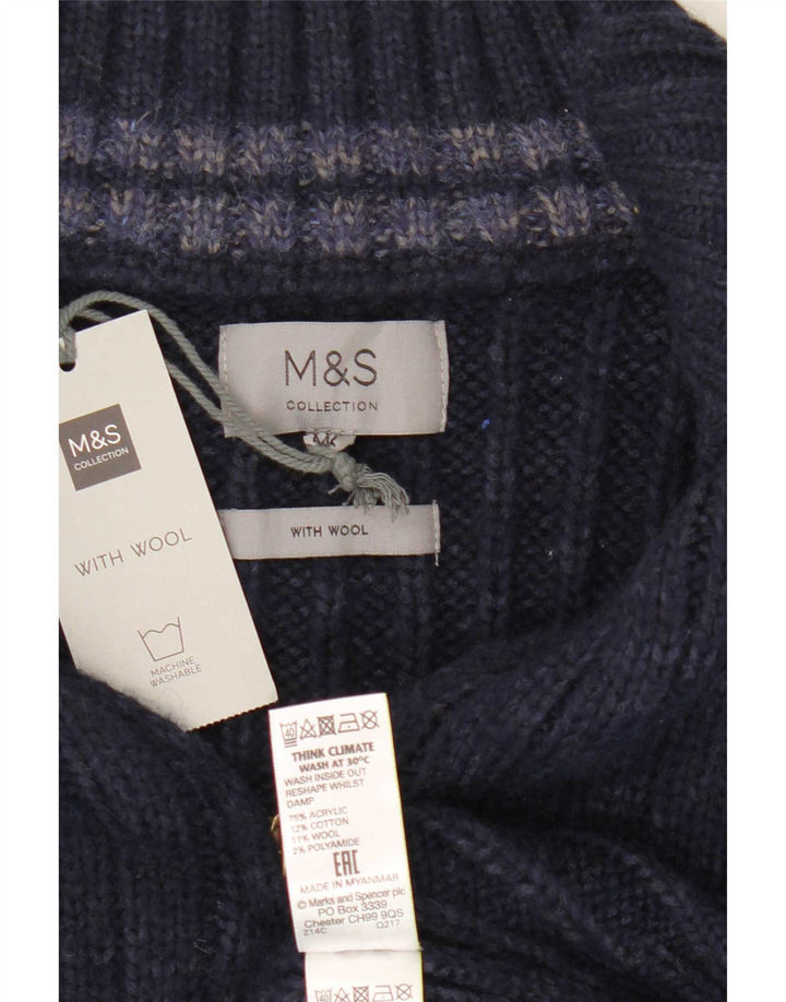 Maglione da uomo con collo con zip Marks & Spencer 2XL acrilico blu navy