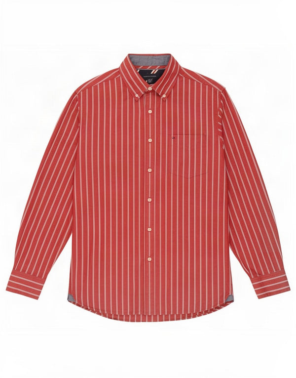 Camicia da uomo Tommy Hilfiger in cotone gessato rosso medio