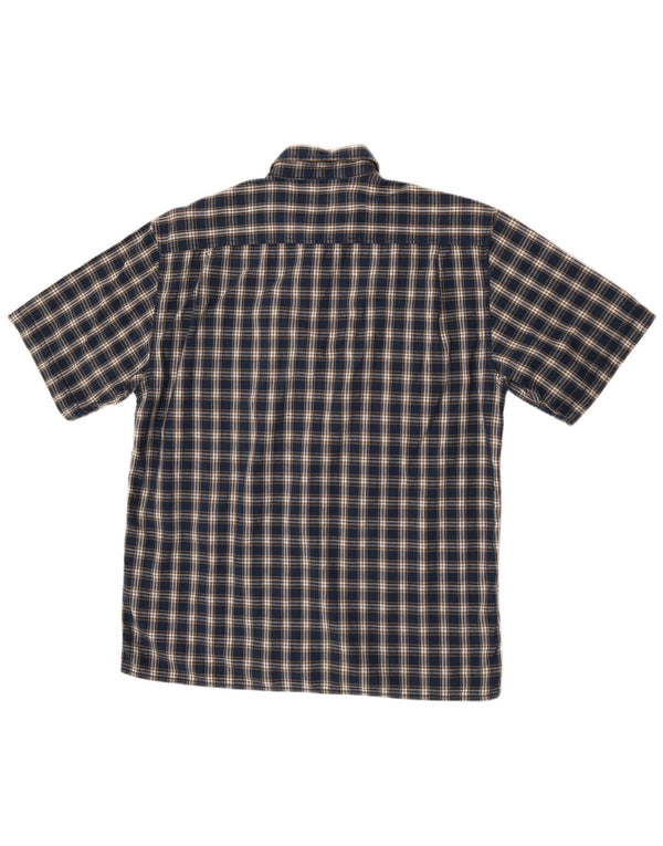 Camicia a maniche corte da uomo Wrangler grande in cotone a quadri blu navy