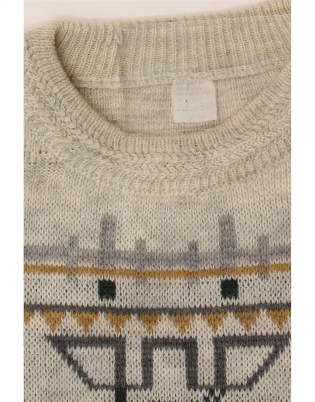 Maglione girocollo da uomo vintage IT 50 Acrilico geometrico grigio medio