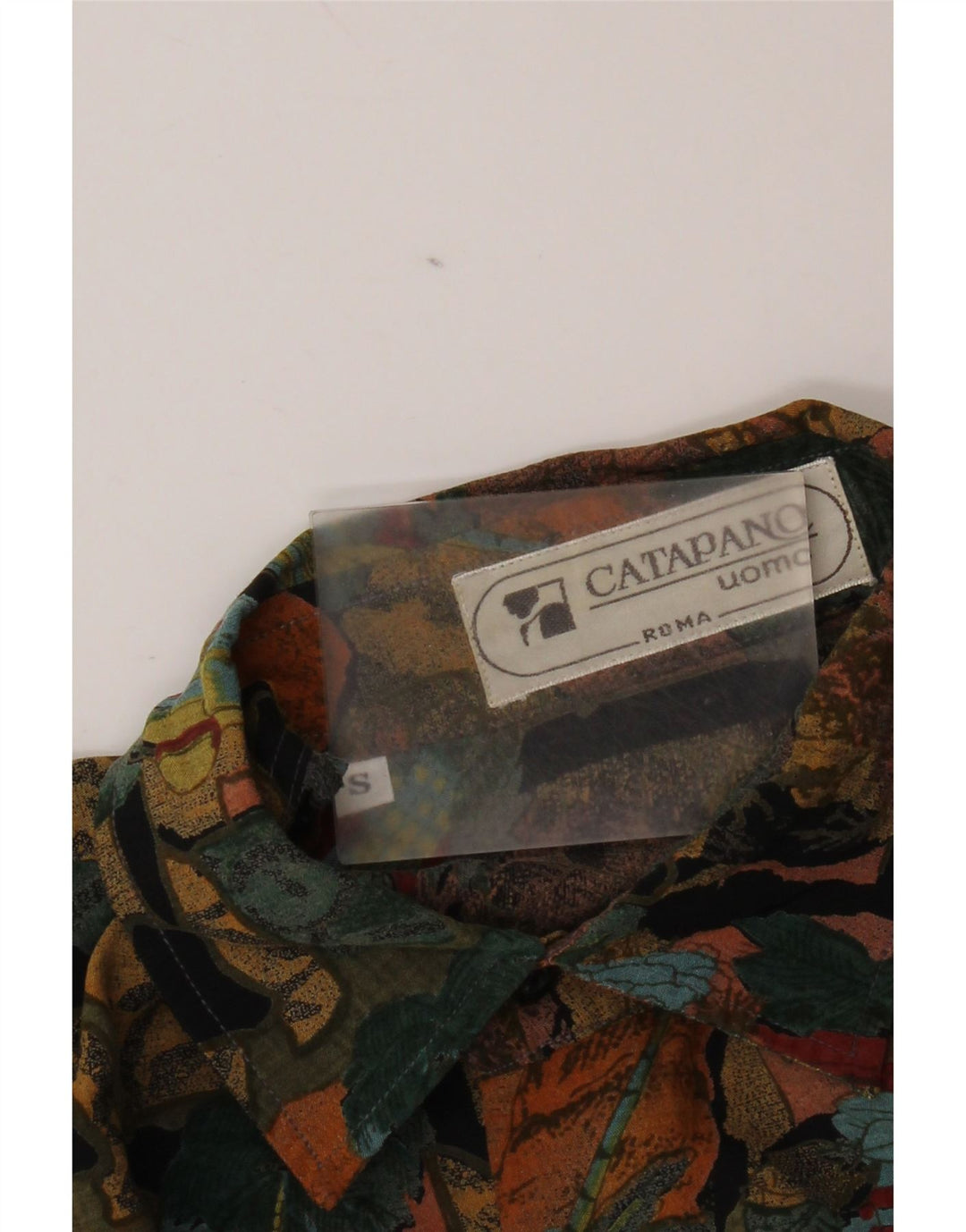 Camicia a maniche corte vintage da uomo con motivo astratto piccolo multicolore