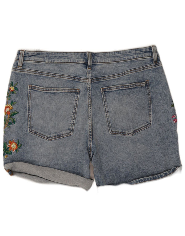 Pantaloncini di jeans Boyfriend da donna Marks & Spencer UK 16 Large W35 Blu floreale