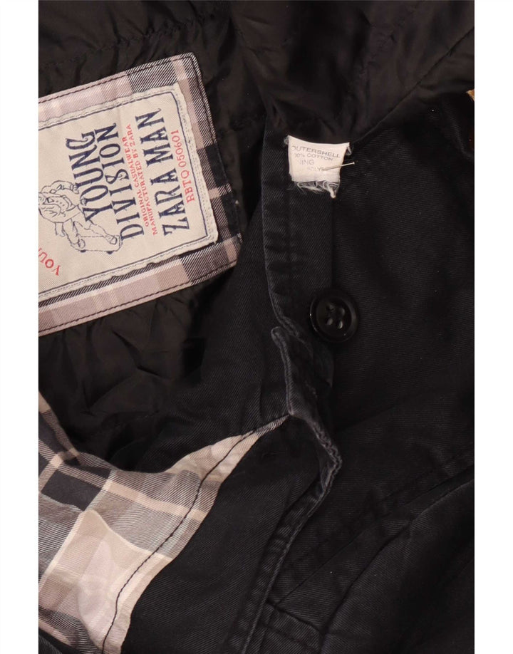 Montgomery con cappuccio da uomo Zara UK 36 piccolo in cotone blu navy