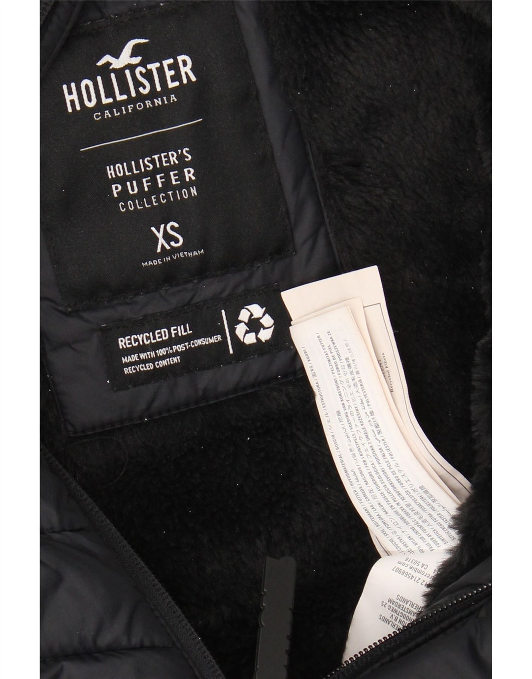 Giacca imbottita con cappuccio da uomo HOLLISTER UK 34 XS nylon nero