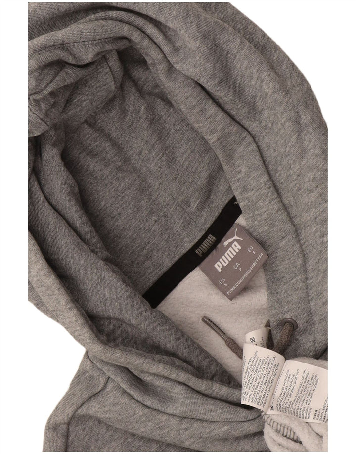 Felpa con cappuccio grafica da uomo Puma piccola in cotone grigio