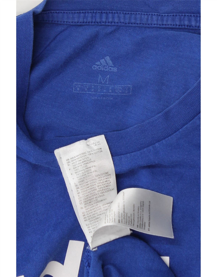 T-shirt grafica da uomo Adidas Top in cotone blu medio