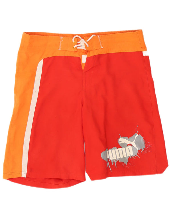 Pantaloncini da bagno grafici da uomo Puma a blocchi di colore rosso medio