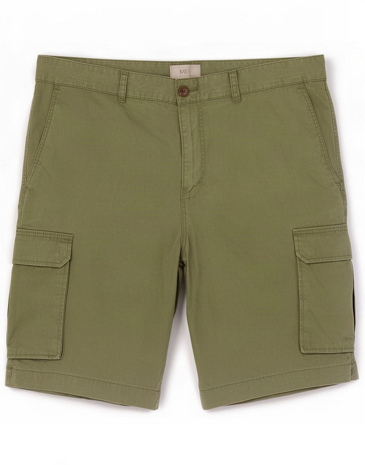 Marks & Spencer Pantaloncini cargo da uomo grandi W36 cotone kaki